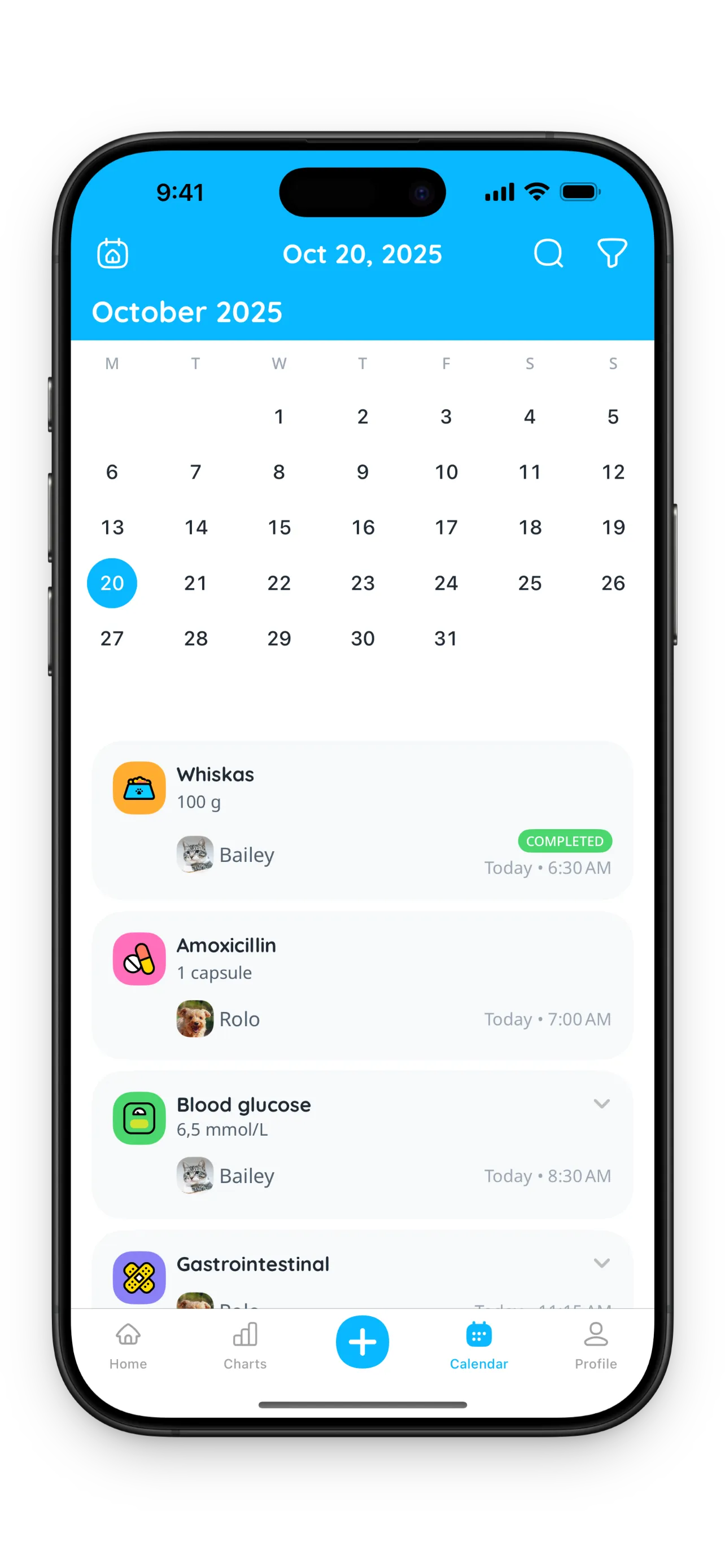 Petfetti calendar planner screen