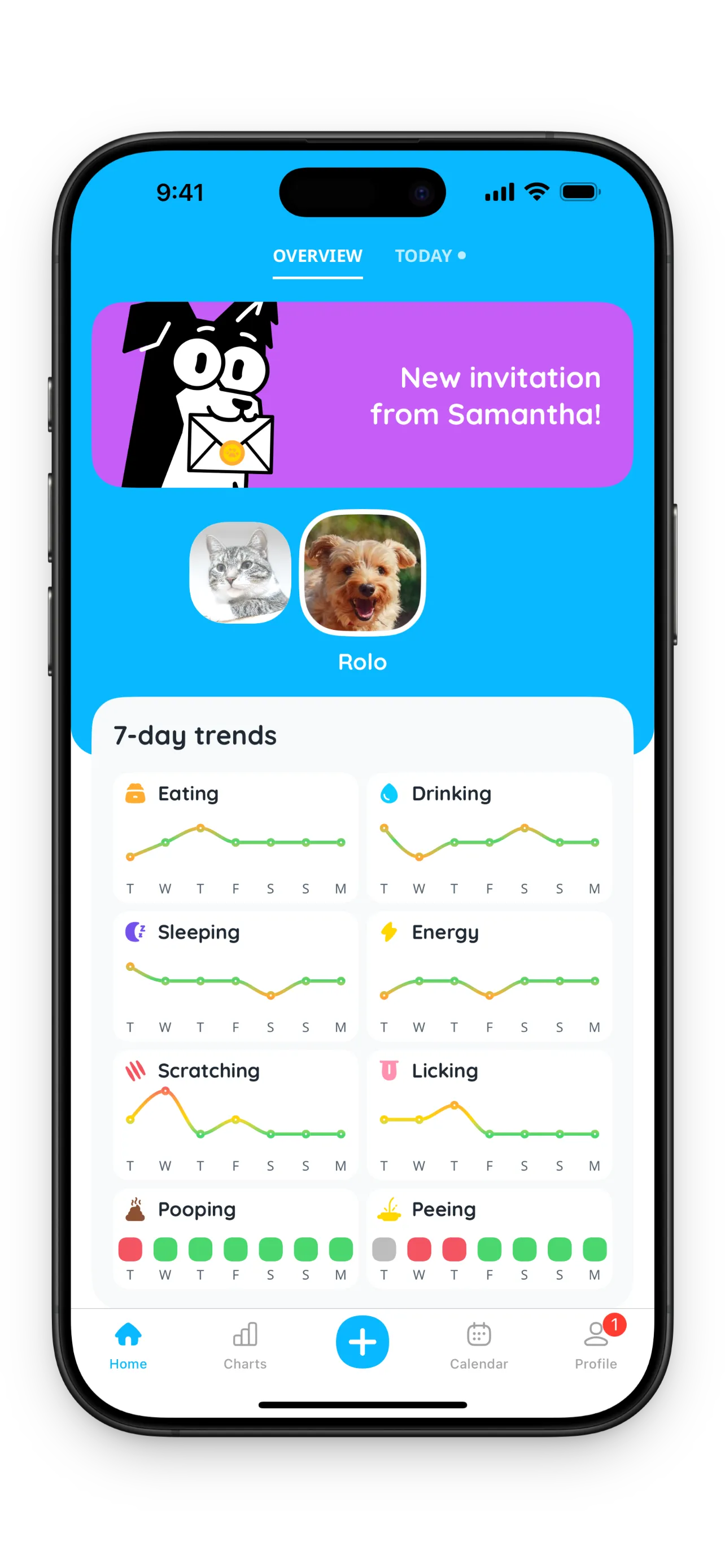 Petfetti teams screen showing shared pet care